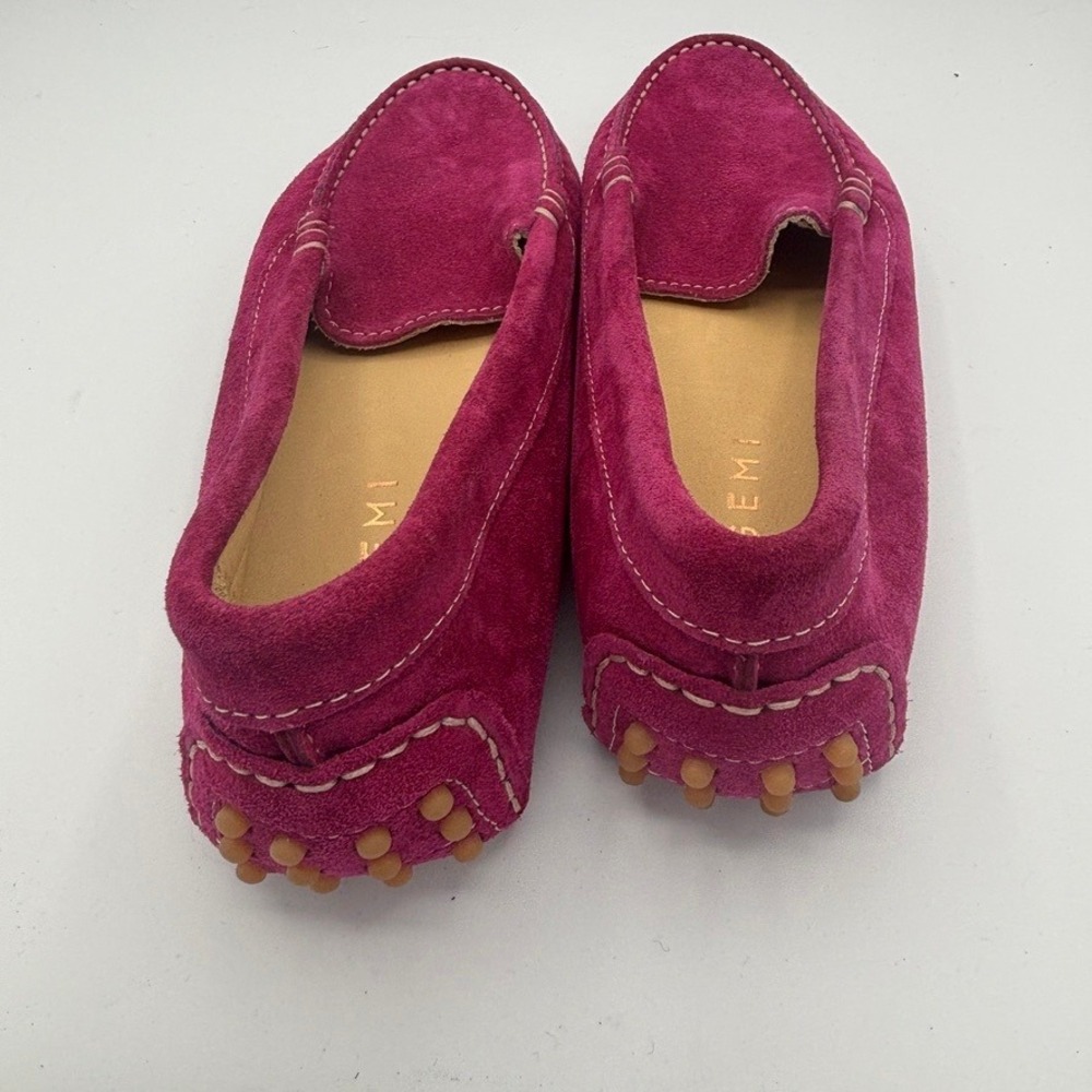 M.Gemi Felize Loafers Sz 38 Magenta Suede Driving Moccasins Italian Quiet Luxury - Picture 2 of 9